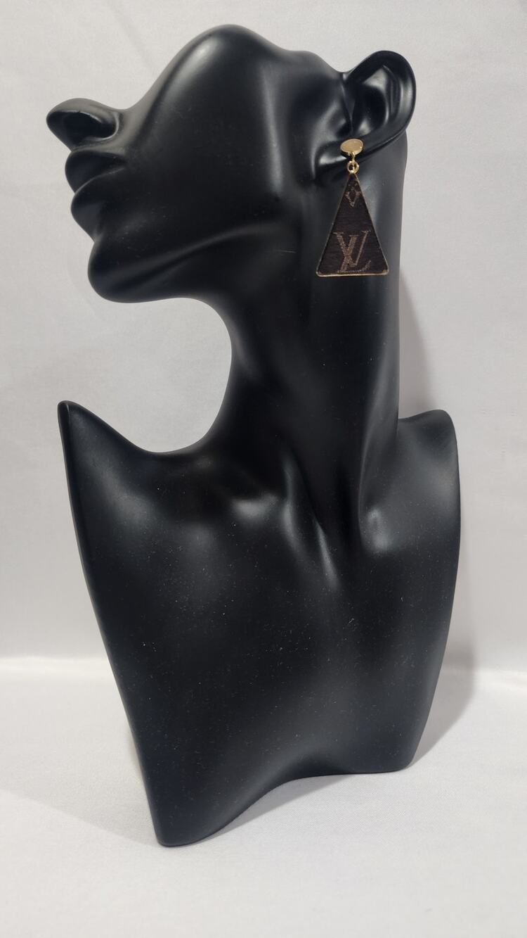 Louis Vuitton Mini Lin Monogram fabric Gold Tone Cabochon Earrings